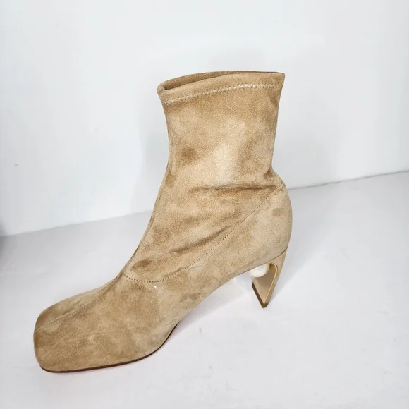 Nicholas Kirkwood Maeva Tan Ankle Boots with Pearl Heel Size 36